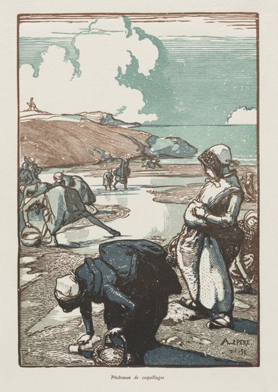 Les Pêcheuses de Pignons, Saint-Jean-de-Mont, 1903 von Auguste Louis Lepère