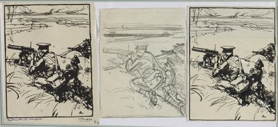 Englische Maschinengewehrschützen, 1914 von Auguste Louis Lepère