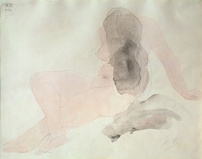Sitzender Akt mit zerzaustem Haar von Auguste Rodin
