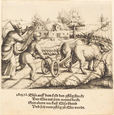 Elija salbt Elisa, 1549 von Augustin Hirschvogel