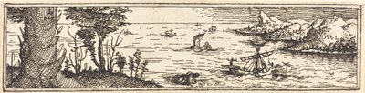 Landschaft mit einem See und Segelschiffen, 1545 von Augustin Hirschvogel
