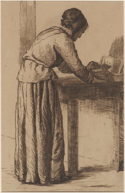 Alte Frau bei der Arbeit von Augustin Théodule Ribot