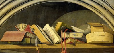 Stillleben mit Büchern in einer Nische von Barthelemy d