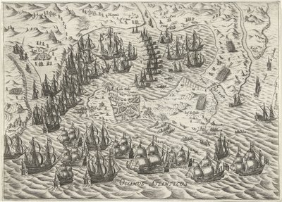 Seeschlacht vor Cadiz, 1596 von Bartholomeus Willemsz. Dolendo (attributed to)