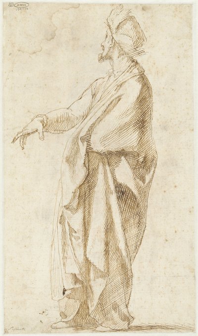 Drapiertes Modell, mit ausgestreckter Hand von Bartolomeo Passarotti