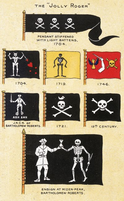 Eine Auswahl von Piratenflaggen aus dem 18. Jahrhundert von Basil Lubbock