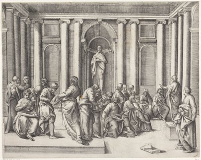 Christus unter den Schriftgelehrten im Tempel von Battista Franco