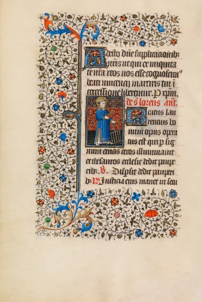 Heiliger Laurentius mit einem Rost von Bedford Master
