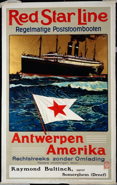 Red Star Line, Antwerpen Amerika, ca. 1899 von Belgian School