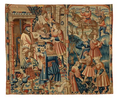 Wandteppich, Monat Januar, möglicherweise aus Flandern von Belgian School
