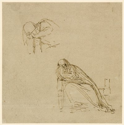 Zwei Skizzen einer weinenden Frau von Benjamin West
