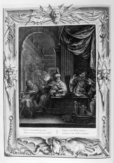 Lycaon verwandelt sich in einen Wolf, 1733 von Bernard Picart