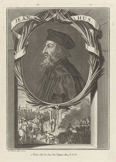 Porträt von John Hus, ca. 1720 von Bernard Picart