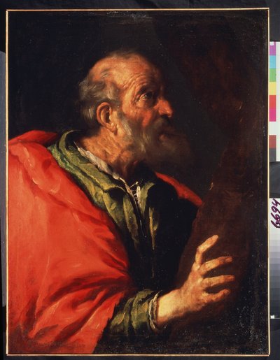 Kopf eines alten Mannes, Apostel Petrus? von Bernardo Strozzi