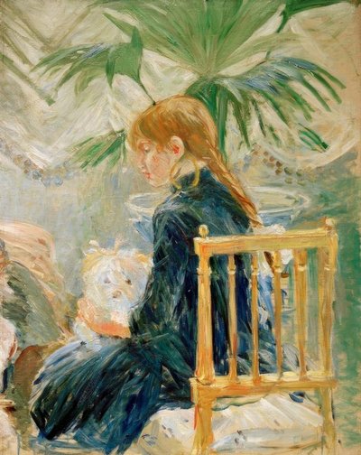 Mädchen mit Hund (zweites Fragment) von Berthe Morisot