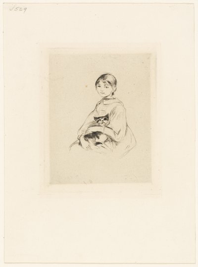 Junges Mädchen mit einer Katze von Berthe Morisot