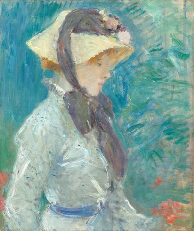 Junge Frau mit Strohhut von Berthe Morisot