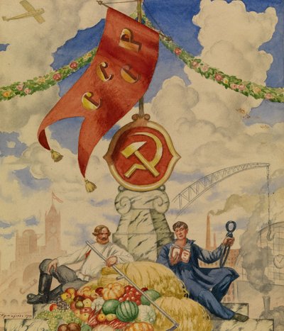 Arbeiter und Bauer, 1923 von Boris Mikhailovich Kustodiev
