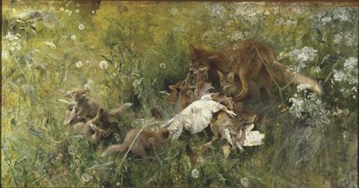 Eine Fuchsfamilie von Bruno Andreas Liljefors
