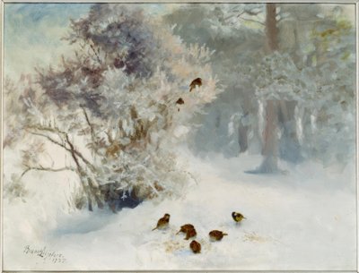 Vogelfütterung im Schnee von Bruno Andreas Liljefors