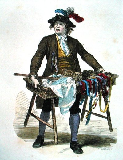 Bänderverkäuferin im Jahr 1774 von Burn (fl.1840 60) Smeeton