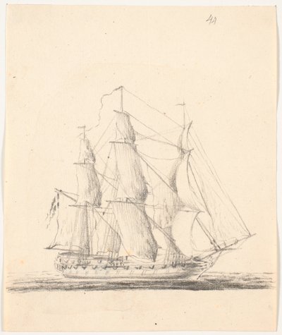Marineschiff unter vollen Segeln von C.A. Lorentzen