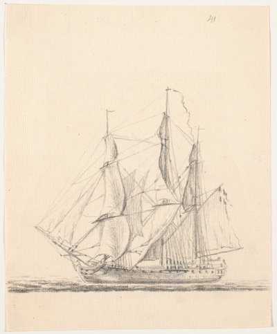 Marineschiff unter vollen Segeln von C.A. Lorentzen