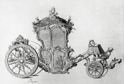 Entwurf für eine Rokoko-Kutsche, Gravur von J.B. and Brown J. Rowbotham