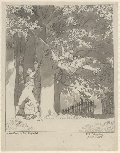 Die Schaukel. Aus dem Wald bei Skjoldnæsholm von Christoffer Wilhelm Eckersberg