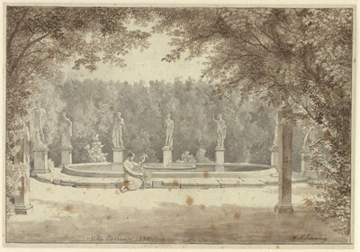 Der Brunnen im Garten des Palazzo Barberini, Rom von Christoffer Wilhelm Eckersberg