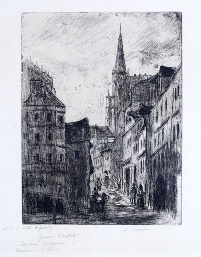 La Rue Malpalue in Rouen, ca. 1885 von Camille Jacob Pissarro