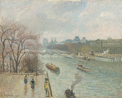 Der Louvre, Nachmittag, Regenwetter, 1900 von Camille Jacob Pissarro