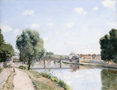 Die Eisenbahnbrücke, Pontoise, um 1873 von Camille Jacob Pissarro