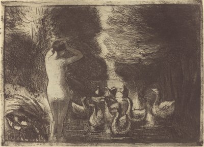 Badende mit Gänsen von Camille Pissarro