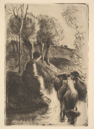 Kuhhirte am Wasser, 1890 von Camille Jacob Pissarro