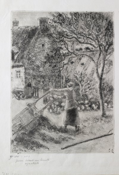 Frau leert eine Schubkarre, 1880 von Camille Pissarro