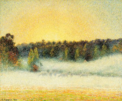 Nebliger Sonnenuntergang in Eragny von Camille Jacob Pissarro