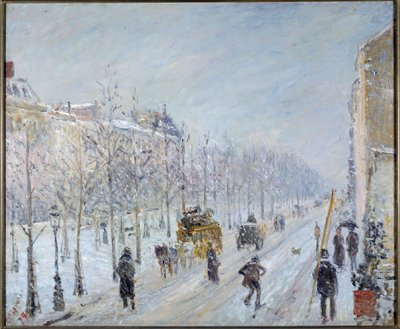 Pariser Boulevard mit Schnee von Camille Pissarro