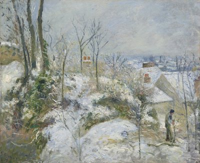 Kaninchenbau in Pontoise, Schnee, 1879 von Camille Pissarro