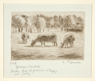 Kühe auf den Wiesen von Camille Pissarro