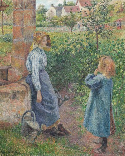 Frau und Kind am Brunnen von Camille Pissarro