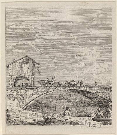 Der Wagen überquert eine Brücke, ca. 1735-1746 von Canaletto