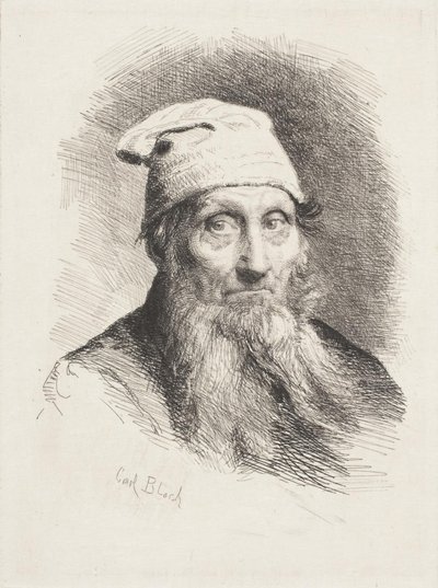 Ein alter Mann mit Mütze. Brustbild von Carl Bloch