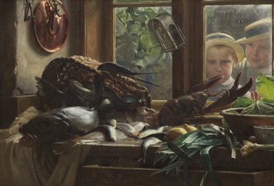 Stillleben mit Fisch von Carl Bloch