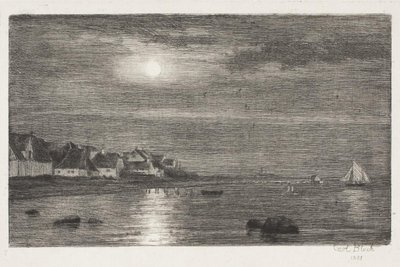 Strandpartie bei Hellebæk. Mondschein von Carl Bloch
