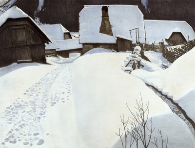 Bauernhaus im Winter von Carl Ederer