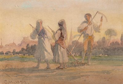 Fränkische Bauern bei Würzburg, Deutschland von Carl Haag