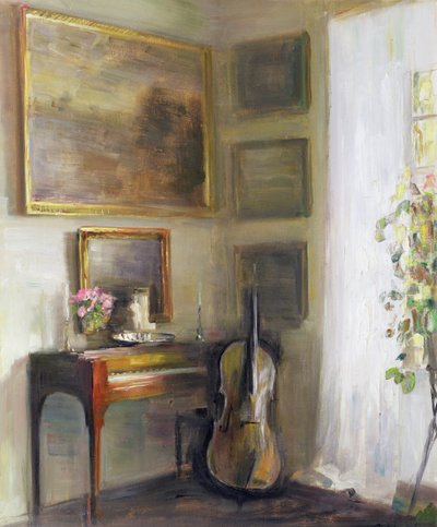 Innenraum mit Cello und Spinett von Carl Holsoe