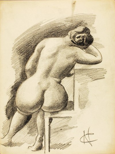 Sitzender weiblicher Akt von Carl Newman
