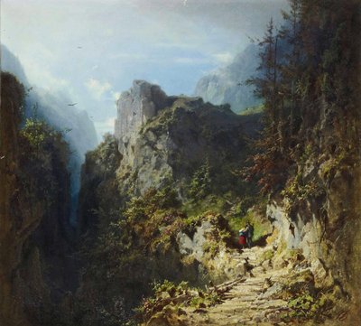 Berglandschaft mit Liebespaar von Carl Spitzweg